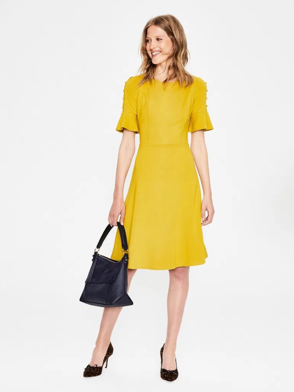 ☀️ BODEN Alexis Jersey Yellow Dress